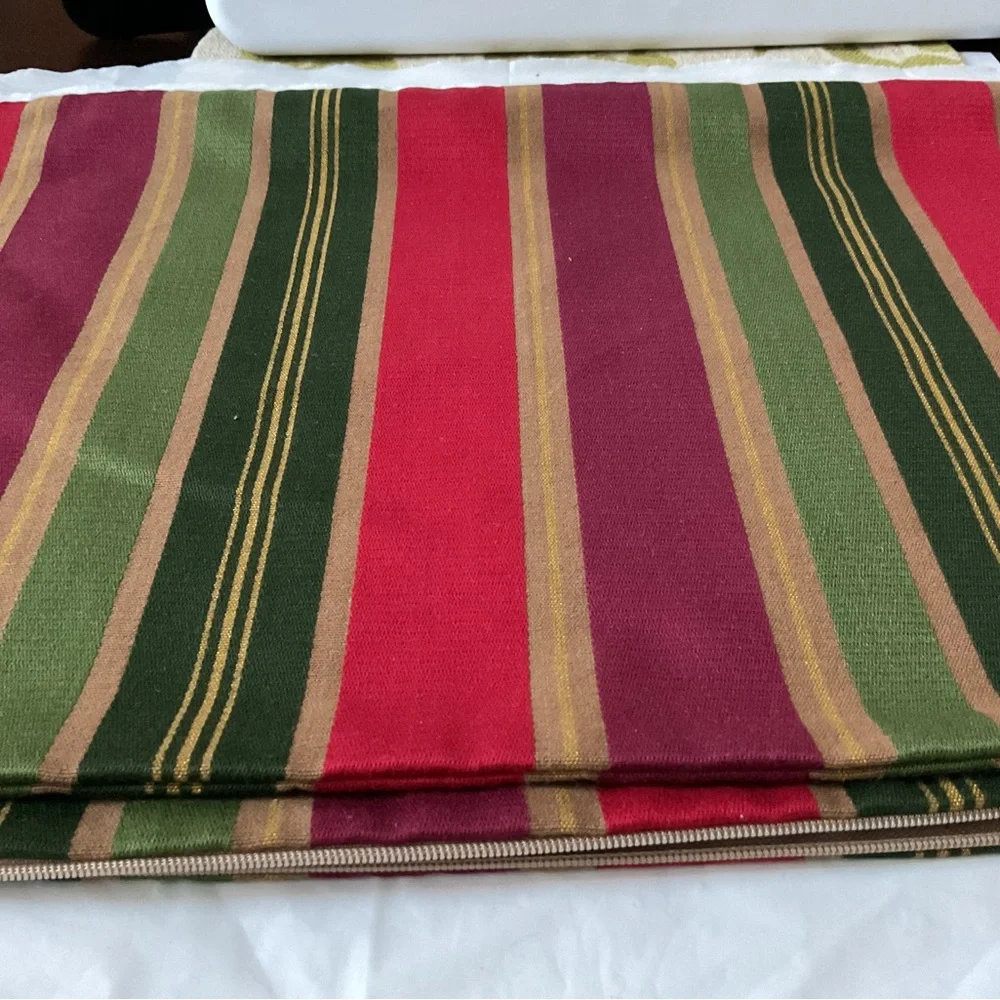 CRATE & BARREL Natale Multicolor Stripes Pillow Covers 12X18 Set of 2 -New